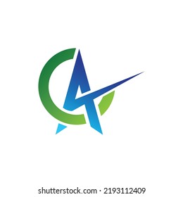 Letter CA logo with Star, initial letter CA vector design logo, advance logo exclusive design inspiration, Letter CA Alphabet Technology Logo Vector