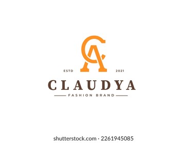 Letter CA logo vintage style design concept. Initial symbol for brand corporate business identity. Alphabet vector elements
