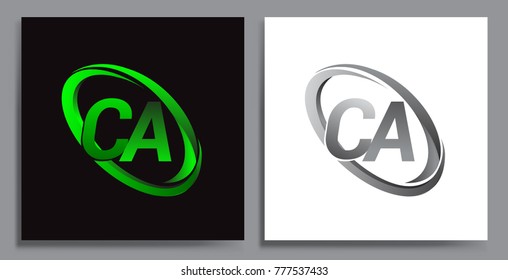 letter CA logotype design for company name colored Green swoosh and grey. vector set logo design for business and company identity.
