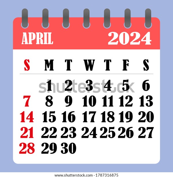 Letter Calendar April 2024 Week Begins Stock Vector (Royalty Free ...