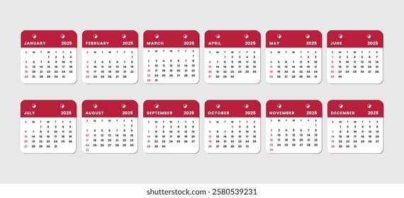 Letter calendar for January 2024. The week begins on Sunday. Time, planning and schedule concept. Flat design. Removable calendar for the month. Vector illustration