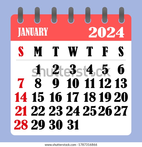 Letter Calendar January 2024 Week Begins Stock Vector (Royalty Free ...