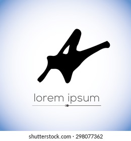 A letter calligraphic hand drawn logo (sign, symbol, icon). Letter A handwritten by dry brush. Rough strokes font. Vector illustration. Grunge style  alphabet.