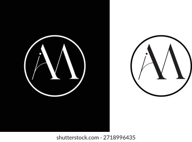  Uma letra caligrafia minimal monograma emblema estilo logotipo vetorial