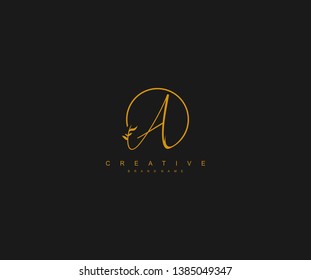 A letter calligraphic monogram emblem style vector logo