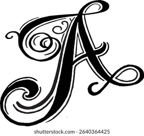 Letter A calligraphy vector illustration