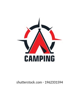 letter A camping compass logo icon vector concept graphic design