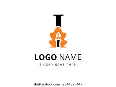 Letter I With Candle Logo  Design Vector Template. For Event, Celebration and Party Symbol