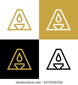 Letter A candle logo template, vector illustration