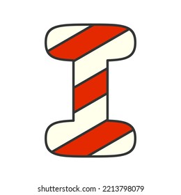 Letter I Candy Cane, vector illustration