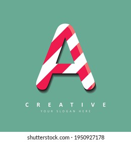 Diseño del logotipo de la carta A Candy. Ilustración vectorial