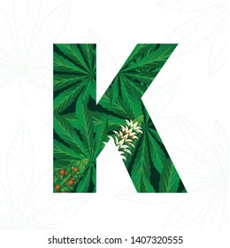 Letter with cannabis leaf for logo design.