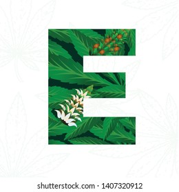 Letter with cannabis leaf for logo design.
