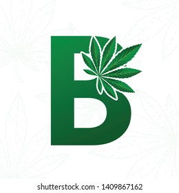 Letter with cannabis leaf for logo design.