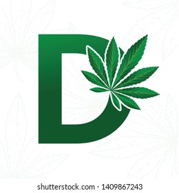 Letter with cannabis leaf for logo design.