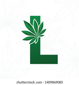 Letter with cannabis leaf for logo design.