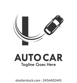 Letter i with car vector logo template. Suitable Fonts for event, promo, logo, banner, monogram and poster. Alphabet label symbol for branding and identity.