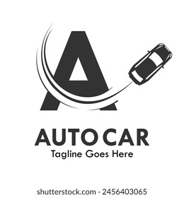 Letra a con Plantilla de logotipo de Vector de coche. Fuentes adecuadas para el evento, la promoción, el logotipo, el Anuncio, el monograma y el cartel. Símbolo de etiqueta de alfabeto para la marca y la identidad.