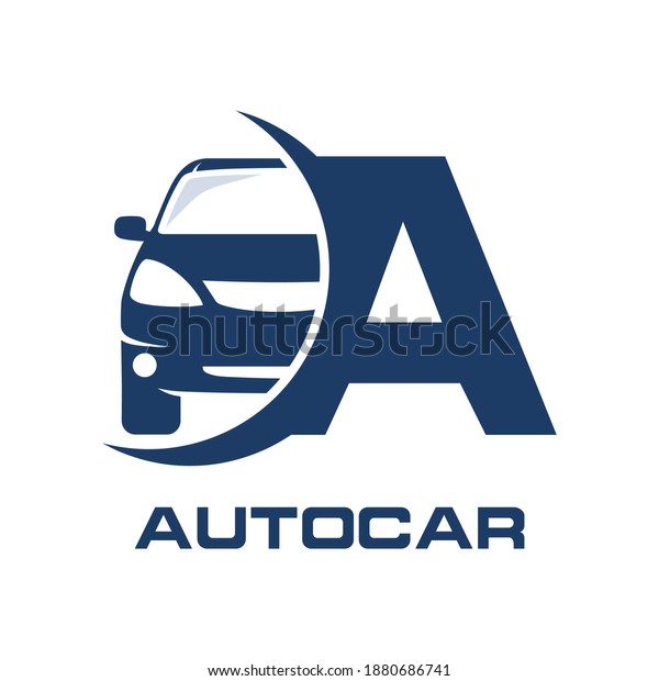 Letter A with car vector logo template.  Fonts\
for event, promo, logo, banner, monogram and poster. Alphabet label\
symbol for branding and\
identity.