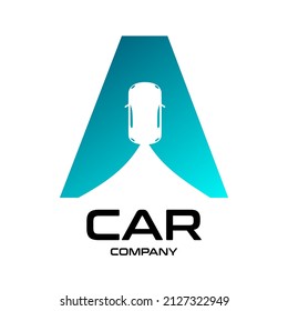 Buchstabe A mit Auto-Vektorlogo. Dieses Design ist modern und eignet sich für Reisen und Transport