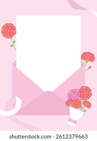 a letter with carnations on it