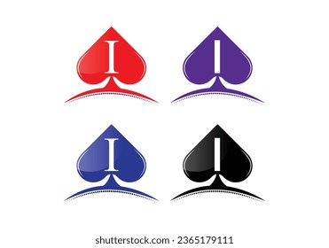 Letter I Casino Logo Design Vector Template . Poker Casino Vegas Logo Template