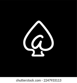 Letter A Casino Logo. Poker Casino Vegas Logo Template On Letter A. Poker Club Sign Stock Vector Art