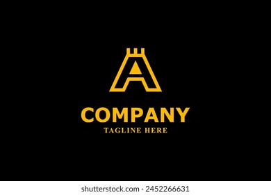 Buchstabe A und Schloss mit schwarzem Hintergrund Logo