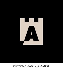 A Letter Castle Fortress Logo Vector Icon Illustration