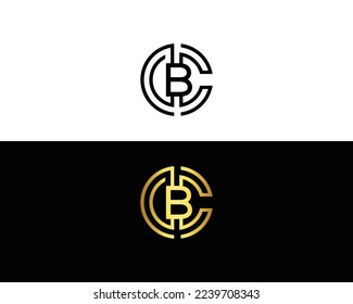 Diseño de logotipo CB y BC con elemento de plantilla de vectores planos vinculados a línea de símbolo de criptodivisa.