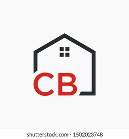 letter CB Line House Real Estate Logo. home initial C B concept. Construction logo template, Home and Real Estate icon. Housing Complex Simple Vector Logo Template. - vector