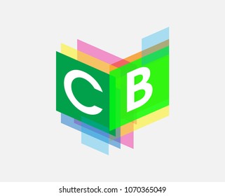 Letter CB logo with colorful geometric shape, letter combination logo design for creative industry, web, business and company.