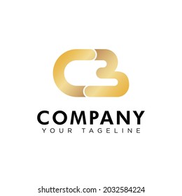 letter cb logo with gold gradient color