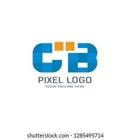 Letter CB Pixel Logo Design Template. Alphabet Pixel motion Logo.