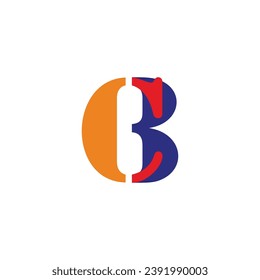 letter cb simple colorful retro font logo vector 