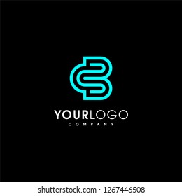 Letter CB vector line logo design. Creative minimalism logotype icon symbol. - Vector