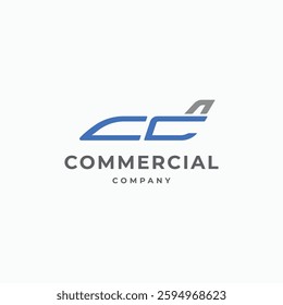 Letter CC abstract airplane shape logo design concept. CC monogram aviation transportation symbol logo