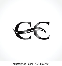 Letter CC Black Logo Design With White Background. Initial CC Logo Template