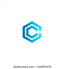 letter CC hexagon concept logo