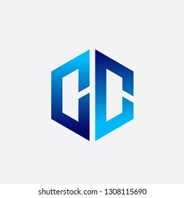 Letter CC Hexagon Vector