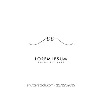 Letra CC Logo de escritura manual inicial con firma y estilo dibujado a mano.
