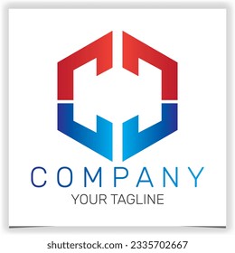 letra CC inicial icono del logotipo del hexágono premium elegante plantilla vectores eps 10