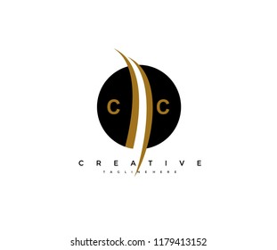 Letter CC Inside Circle Creative Modern Monogram Elegant Swoosh Logo