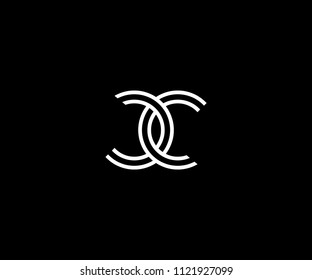 Letter CC Line Monogram Logo Design Template