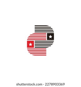 letter cc linked star stripes colorful logo vector 