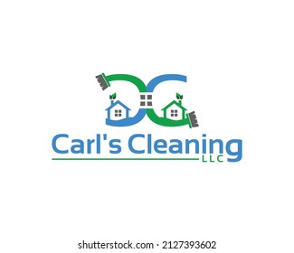 Letter CC Logo with Carl's Cleaning LLC. The initial logo for letter cc