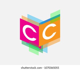 Letter CC logo with colorful geometric shape, letter combination logo design for creative industry, web, business and company.