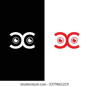 Letter CC Logo Design. Black and White Logo. Usable for Business Logos. Flat Vector Logo Design Template