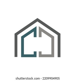 Letter CC logo design with home icon design