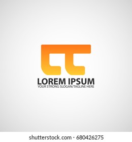 Letter Cc logo linked design, vector icon connected in orange color.
